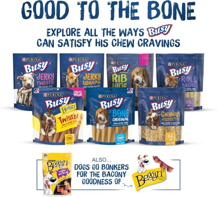 Purina Busy Bone Made in USA Facilities, Long Lasting Small/Medium Breed Adult Dog Chews, Peanut Butter Flavor - 10 ct. Pouch