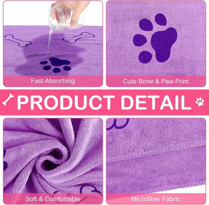 Chumia 8 Pcs Bulk Towels for Drying Dogs Cats Pet Towels Puppy Microfiber Quick Drying Dog Paw Bath Bathing Supplies Absorbent for Medium Pets(Sweet Color,40 x 24 Inch)