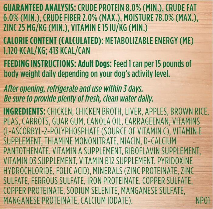 Rachael Ray Nutrish Premium Pate Real Chicken & Apple Recipe Wet Dog Food, 13 oz. Can (Pack of 12)