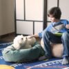 Majestic Pet 40 Inch Micro Velvet Calming Dog Bed Washable – Cozy Soft Round Dog Bed with Spine for Head Support - Fluffy Donut Dog Bed 40x29x9 (inch) – Round Pet Bed Large – Fern - Image 4