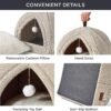 Bedsure Cat Beds for Indoor - 2 in 1 Cat Cave House Tent for Kittens and Small Pets with Removable Washable Cushioned Pillow, Foldable Kitten Hideaway with Non-Slip Bottom, Khaki, 16 inches - Image 4