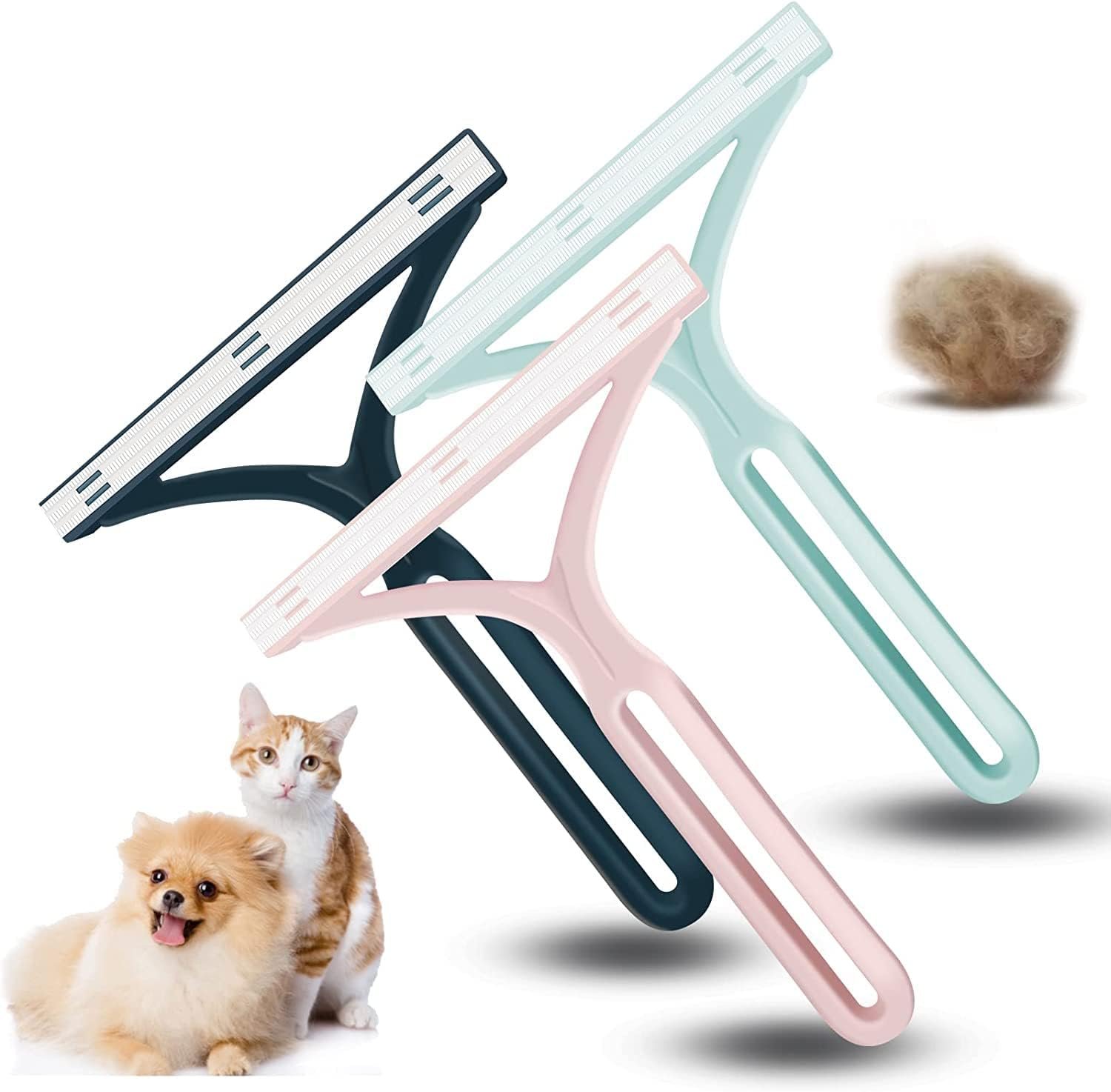 Pet Hair Remover – Special Dog Hair Remover Multi Fabric Edge and Carpet Scraper – Pet Hair Remover for Couch, Furniture Carpet, Car, Clothes & Bedding(3 PCS)