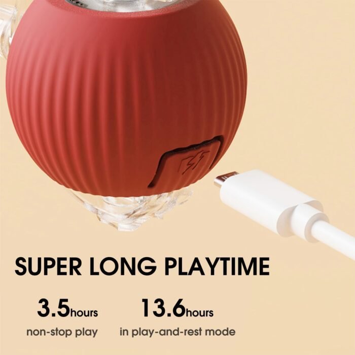 Interactive Dog & Cat Electric Active Toys - Smart Rolling Ball for Dogs & Cats, Rechargeable(Red)