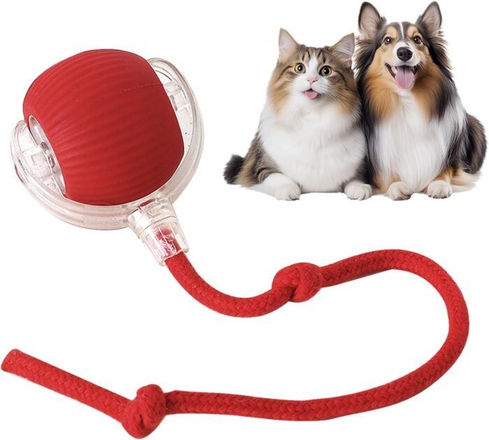 Interactive Dog & Cat Electric Active Toys - Smart Rolling Ball for Dogs & Cats, Rechargeable(Red)