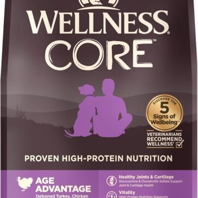 Wellness CORE Grain-Free Senior Dry Dog Food, Made in USA with Natural Ingredients, No Meat by-Product, Fillers, Artificial Flavors, or Preservatives (4-Pound Bag, Turkey)