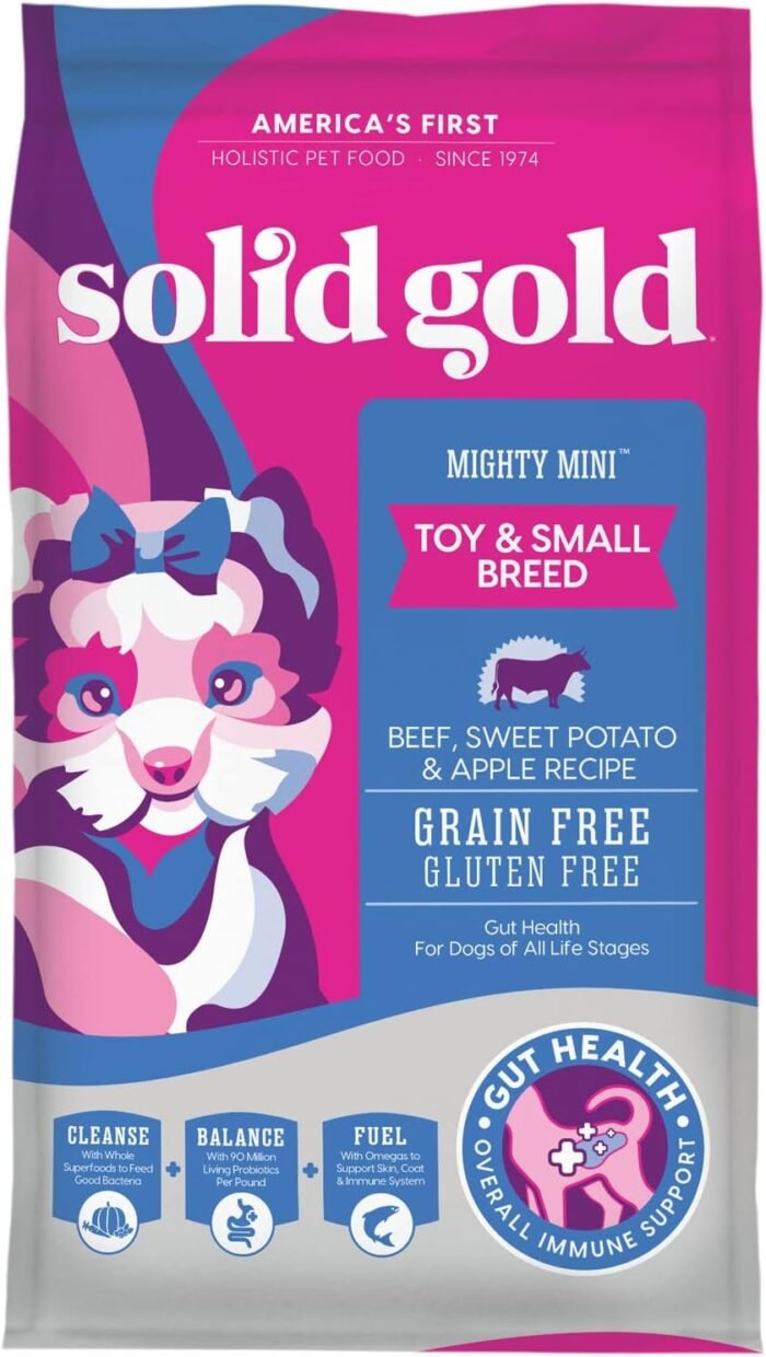 Solid Gold Dry Dog Food Small Breeds - Made with Real Beef - Grain & Gluten Free Small Breed Dog Food - 4 LB Bag
