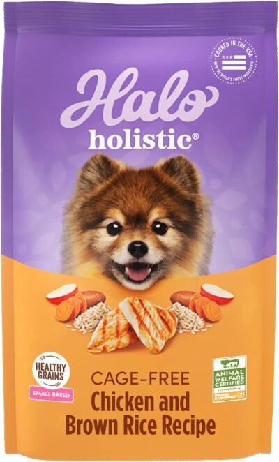 Halo Holistic Small Breed Dog Food, Cage Free Chicken & Brown Rice Recipe, Healthy Grains Dry Dog Food, Complete Digestive Health, 3.5 lb Bag