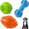 LUKITO Dog Chew Toys 3 Pack for Aggressive Chewers, Multifunctional Teeth Cleaning and Gum Massage, Tough Toys with Natural Rubber for Large and Medium Dog