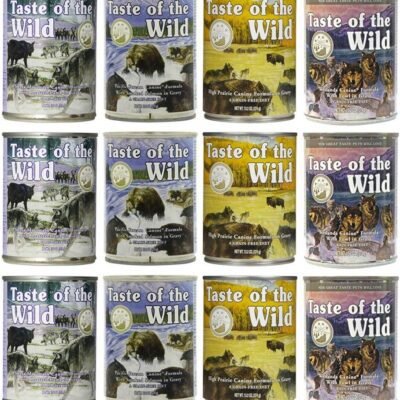 Taste of the Wild Grain-Free Canned Dog Food Variety Pack - Wetlands, Pacific Stream, High Prairie, and Sierra Mountain Pack of 12, 13.2 ounce cans by Taste of the Wild