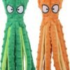 HGB Squeaky Dog Toys - Octopus No Stuffing Crinkle Plush Large Dog Toys to Keep Them Busy for Puppy Teething Chewing, Pet Supplies for Small, Medium, and Large Breeds, 2 Pack