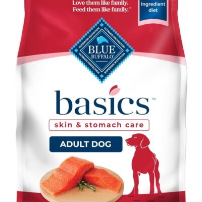 Blue Buffalo Basics Grain-Free Adult Dry Dog Food, Skin & Stomach Care, Limited Ingredient Diet for Dogs, Salmon Recipe, 4-lb. Bag