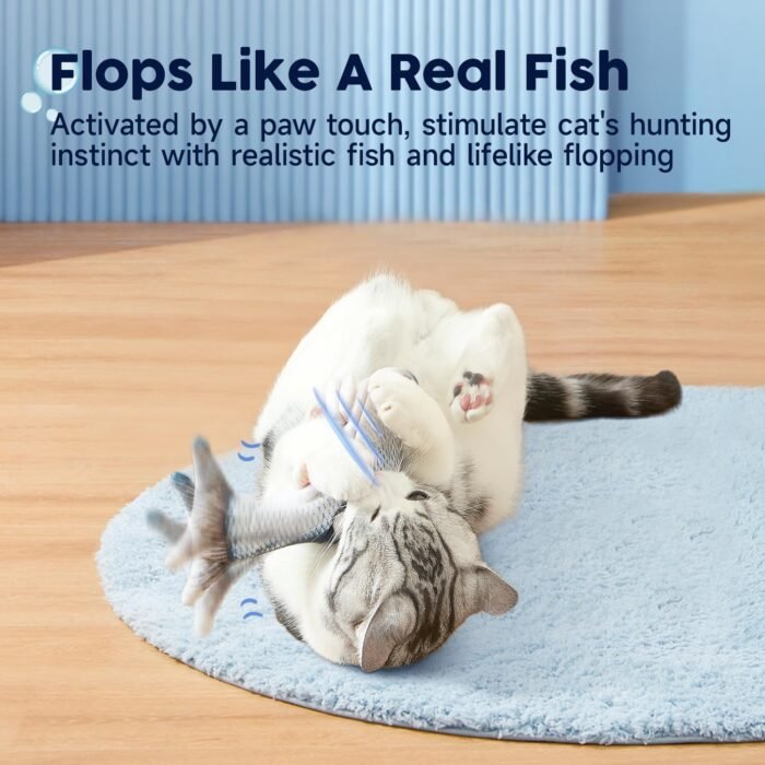 Potaroma Cat Toys Flopping Fish with SilverVine and Catnip, Moving Kitten Kicker, Floppy Wiggle Carp for Small Dogs, Interactive Motion Kitty Exercise, 10.5 Inches
