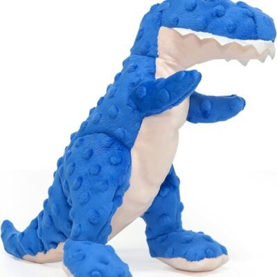 DODODOLA Dog Toys Dinosaur Dog Toy Blue Stuffed Animals Chew Toy Plush Squeaky Dog Birthday Toys for Small Large Big Dogs
