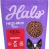 Halo Freeze Dried Raw Dog Food, Beef Recipe, 100% Protein Source, Real Meat for Natural Energy, Meal Bites, 14 Oz Bag