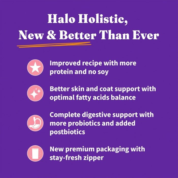 Halo Holistic Small Breed Dog Food, Wild Caught Salmon & Whitefish Recipe, Grain Free Dry Dog Food, for Healthy Weight Support, 3.5 lb Bag