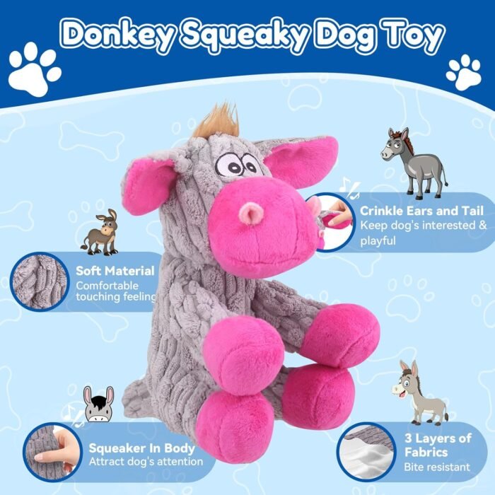 71b6Eu0xEqL._AC_SL1500_.jpg Plush Chew Toys for Large Dogs, Tough Crinkle Stuffed Animal Squeaky Interactive Toys for Small Medium Large Dogs, Keep Them Busy, Big Pet Toys