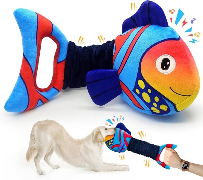 Large Squeaky Dog Toys : Plush Stuffed Puppy Toys with Crinkle Paper-Tug of War Dog Toys for Small, Medium and Large Dogs