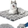 KROSER Fancy Dog Crate Pad & Bed Mat, Reversible (Cool & Warm), Machine Washable, Small to XXX-Large Dogs, Grey, Navy, Star Pattern