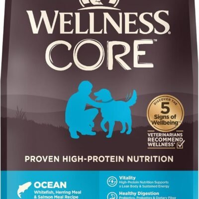 Wellness CORE Dry Dog Food, Grain-Free, High Protein, Natural, Ocean Whitefish, Herring, & Salmon Recipe, (4-Pound Bag)