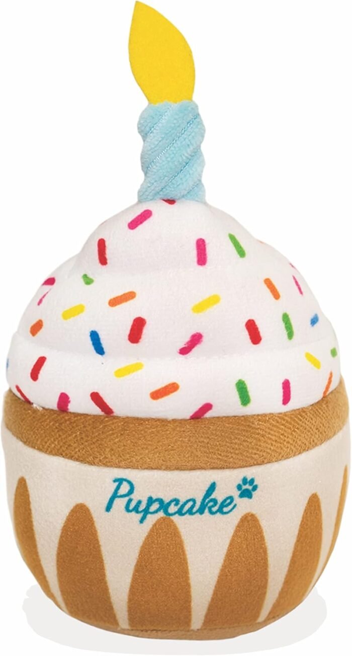Dog Birthday Toy - Pup Cake Puppy Cupcake Plush Squeak and Crinkle Gift