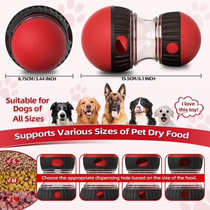 Dog Puzzle Toys, Rolling Treat Dispensing Dog Toys for Brain Stimulation, Dog Treat Ball & Dog Slow Feeder, Dog Enrichment Toys to Keep Them Busy