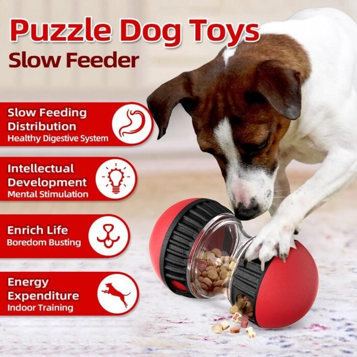 Dog Puzzle Toys, Rolling Treat Dispensing Dog Toys for Brain Stimulation, Dog Treat Ball & Dog Slow Feeder, Dog Enrichment Toys to Keep Them Busy