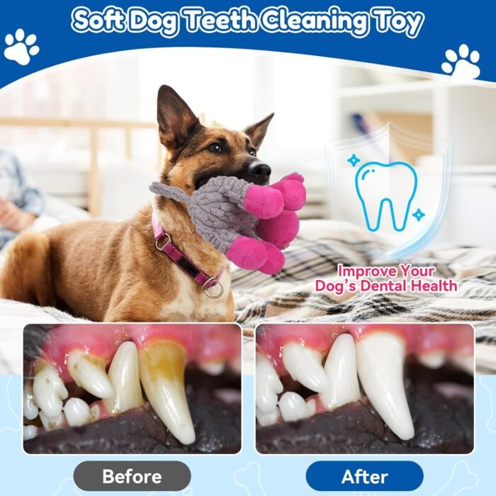 71xj2mavkUL._AC_SL1500_.jpg Plush Chew Toys for Large Dogs, Tough Crinkle Stuffed Animal Squeaky Interactive Toys for Small Medium Large Dogs, Keep Them Busy, Big Pet Toys