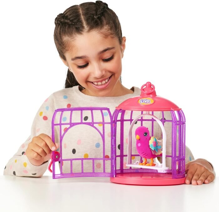 Little Live Pets - Lil' Bird & Bird Cage: Tiara Twinkles, New Light Up Wings with 20 + Sounds, and Reacts to Touch