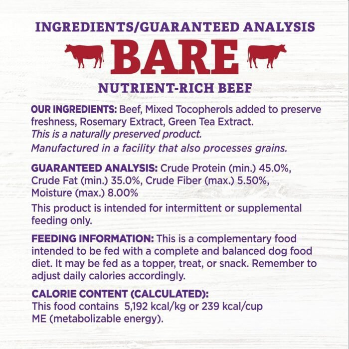 Wellness CORE Bare Bowl Boosters for Dogs, Grain-Free Freeze-Dried Food Mixer Or Topper, Made with Natural Ingredients (Beef, 4-Ounce Bag)