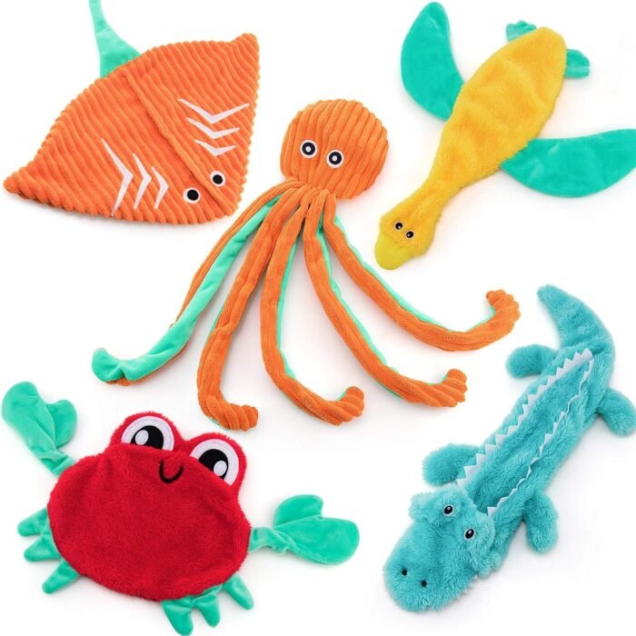 Dog Toys No Stuffing, 5 Pack Dog Squeaky Toys Durable Dog Chew Toy Set for Puppy Small Medium Large Dog