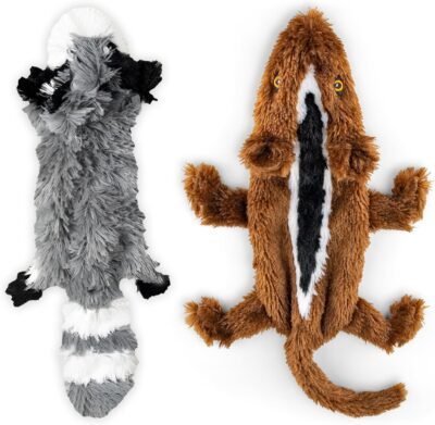 FGA MARKETPLACE Racoon-Squirrel Flat NO Stuffing NO Squeak Plush Dog Toy, Funny Style Will Entertain Your Pet for Hours, Recommended for Small and Medium Dog 21 INCH Long
