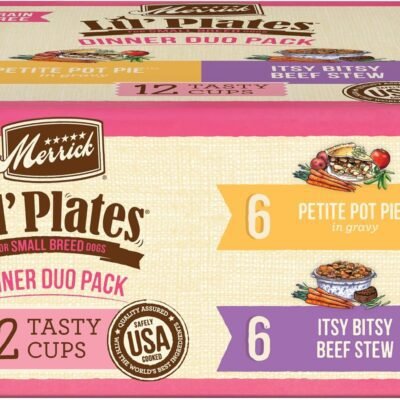 Merrick Lil’ Plates Grain Free Dinner Duos Soft Natural Wet Small Dog Food Variety Pack, Beef and Chicken - (Pack of 1) 2.6 lb. Tubs