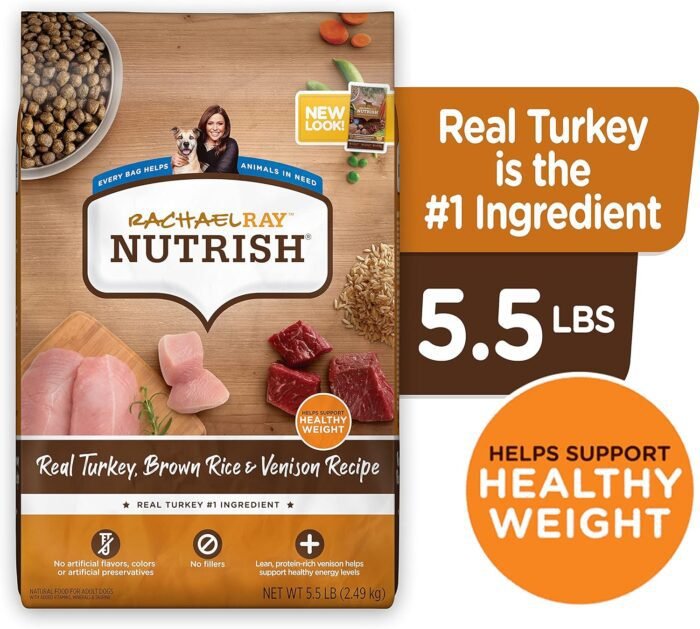 Rachael Ray Nutrish Dry Dog Food, Turkey, Brown Rice & Venison Recipe for Weight Management, 5.5 Pounds