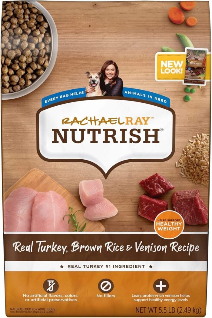 Rachael Ray Nutrish Dry Dog Food, Turkey, Brown Rice & Venison Recipe for Weight Management, 5.5 Pounds