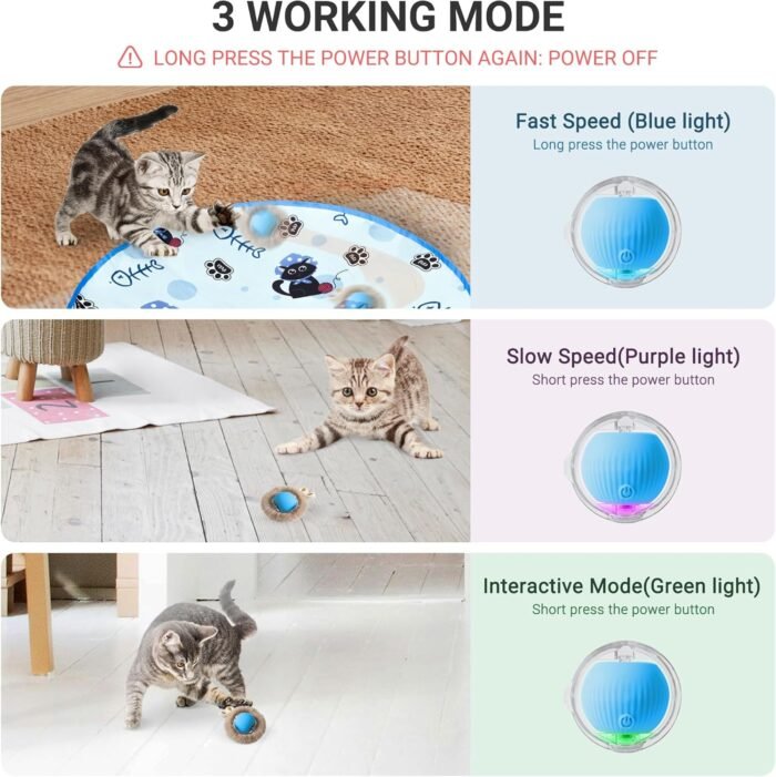 Interactive Cat Toys for Indoor Cats Automatic Motion Activated Moving Ball Hide and Seek Game for Indoor, Cat Balls with 28 Inch Play Mat