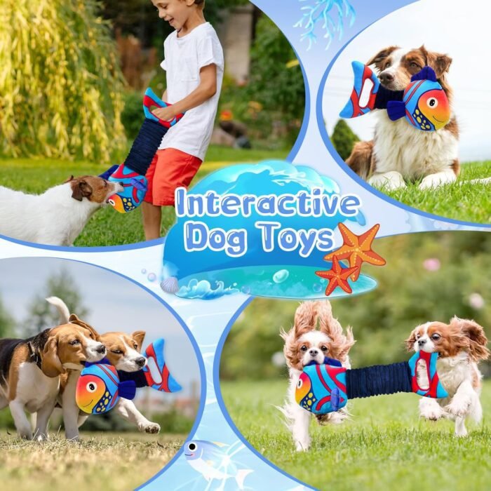 Large Squeaky Dog Toys : Plush Stuffed Puppy Toys with Crinkle Paper-Tug of War Dog Toys for Small, Medium and Large Dogs