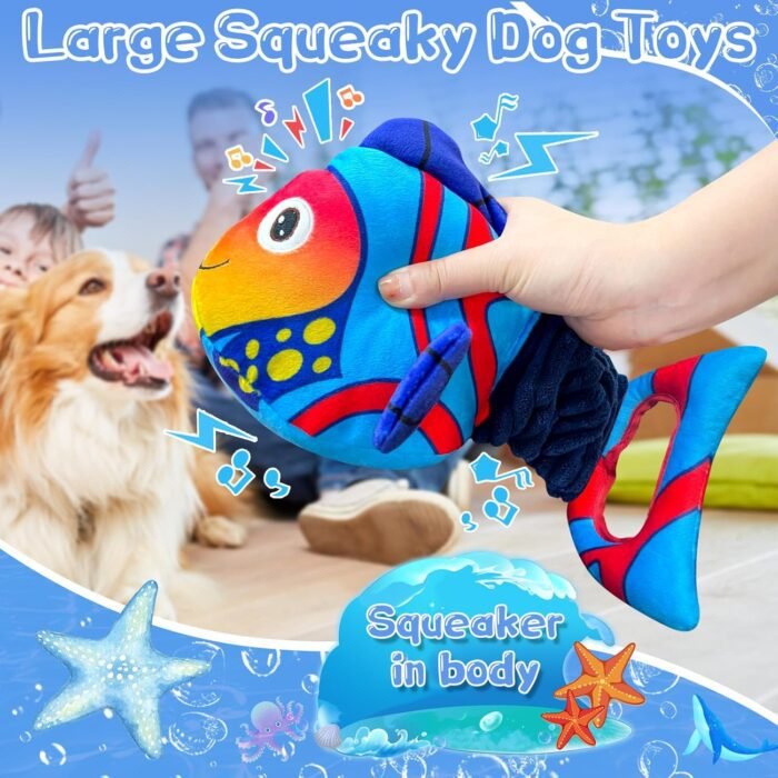 Large Squeaky Dog Toys : Plush Stuffed Puppy Toys with Crinkle Paper-Tug of War Dog Toys for Small, Medium and Large Dogs