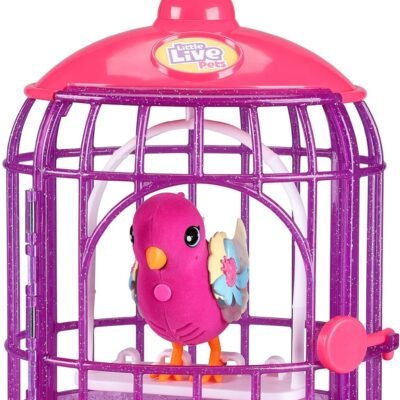 Little Live Pets - Lil' Bird & Bird Cage: Tiara Twinkles, New Light Up Wings with 20 + Sounds, and Reacts to Touch