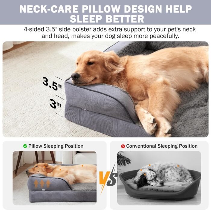 INVENHO Orthopedic Dog Bed - XL Washable Dog Sofa with Egg-Crate Foam, Waterproof Lining and Non-Skid Bottom