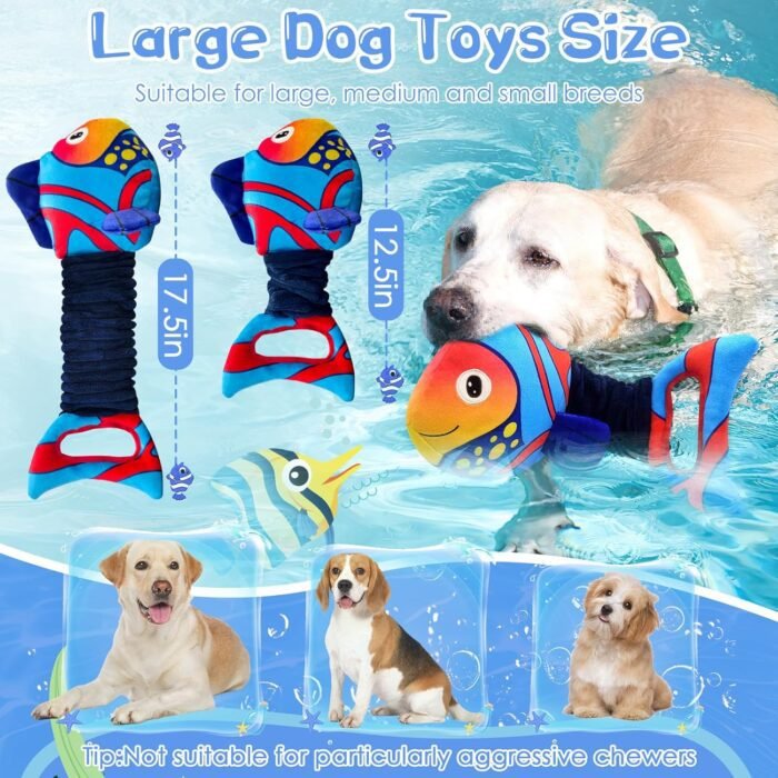 Large Squeaky Dog Toys : Plush Stuffed Puppy Toys with Crinkle Paper-Tug of War Dog Toys for Small, Medium and Large Dogs