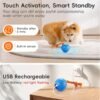 Potaroma Interactive Dog Ball Toys Touch Activated, Rechargeable Animal Sound Dog Toy, Durable Moving Ball for Pup with Chewing Rope for Dogs Puppy, Blue - Image 3