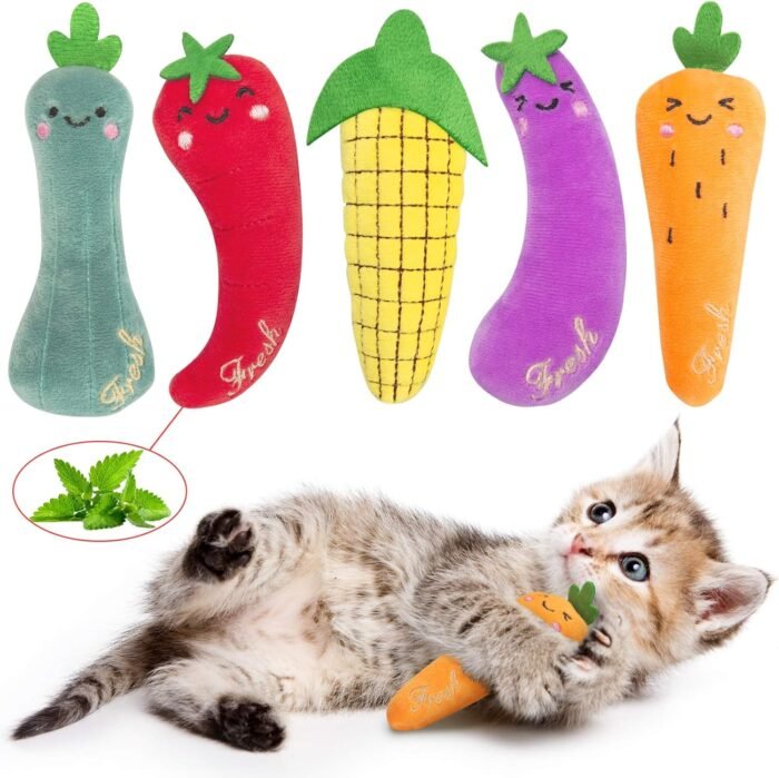 Catnip Cat Toys, Interactive Cat Chew Toys for Indoor Kittens Kitty, 5 Pack