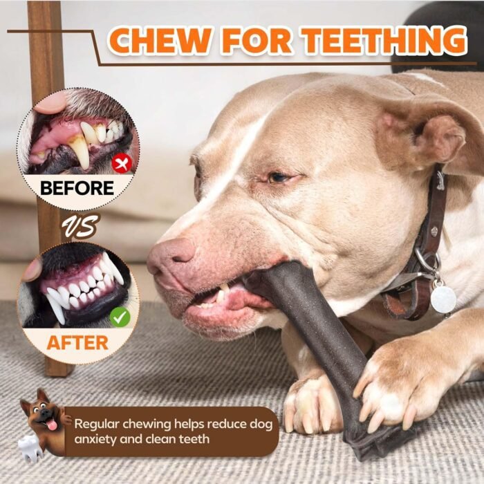 Dog Toys for Aggressive Chewers, Indestructible Bones Toy for Aggressive Chewers, Tough Puppy Chew Toy for Heavy Duty Dogs, Big Dog Teething Toys with Durable Nylon for Large/Medium Breed Puppies