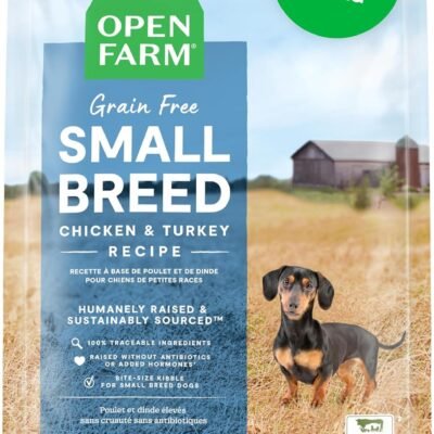 Open Farm, Grain-Free Dry Dog Food for Small Breeds, High-Protein Kibble, Sustainably & Ethically Sourced Ingredients, Non-GMO Veggies & Superfoods, Chicken & Turkey Recipe for Small Dogs, 4lb Bag