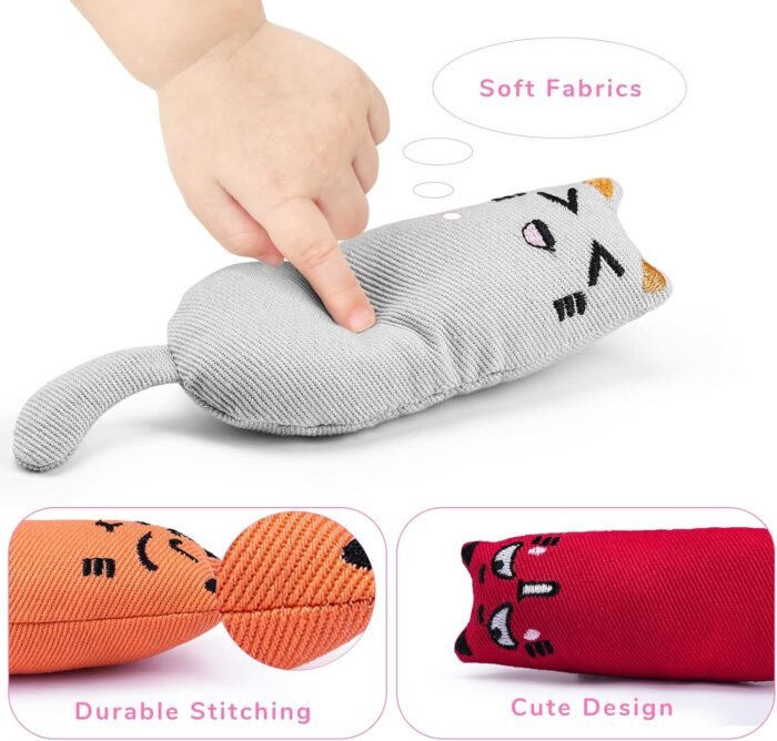 5Pcs Bite Resistant Catnip Toy for Cats,Catnip Filled Cartoon Mice Cat Teething Chew Toy