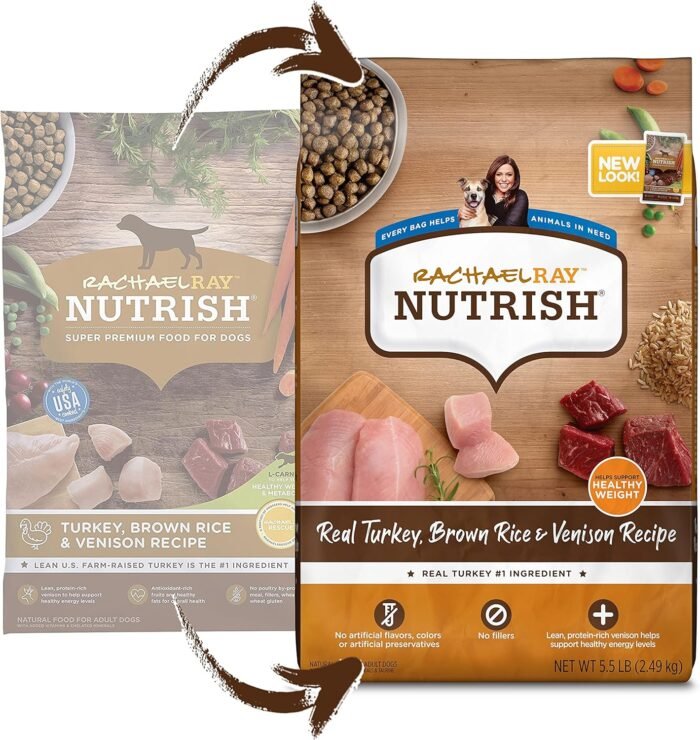 Rachael Ray Nutrish Dry Dog Food, Turkey, Brown Rice & Venison Recipe for Weight Management, 5.5 Pounds